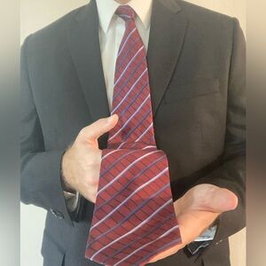 Elegant Red and Blue Striped Tie Set